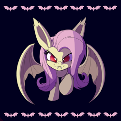 Size: 1500x1500 | Tagged: safe, artist:heir-of-rick, fluttershy, bat pony, flutterbat, miss pie's monsters, race swap, solo