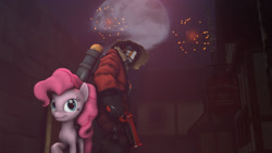 Size: 1024x576 | Tagged: safe, pinkie pie, pony, 3d, crossover, pyro, source filmmaker, team fortress 2