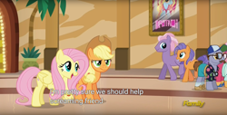 Size: 1920x975 | Tagged: safe, screencap, applejack, butterscotch sweets, country mile, fluttershy, earth pony, pegasus, pony, viva las pegasus, britneigh spears, britney spears, meme, youtube caption