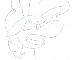 Size: 2988x2477 | Tagged: safe, artist:justanotherponyartblog, pinkie pie, pony, black and white, grayscale, impossibly large nose, just another pony art blog, monochrome, silly face, solo, traditional art