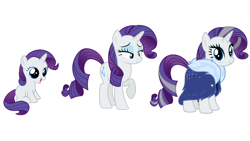 Size: 1280x720 | Tagged: safe, rarity, pony, unicorn, the last problem, age progression, comparison, female, filly, filly rarity, foal, horn, mare, older, older rarity, smiling, younger