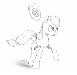 Size: 3652x3564 | Tagged: safe, artist:deltauraart, applejack, earth pony, pony, monochrome, newbie artist training grounds, solo