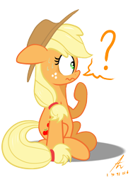 Size: 1500x2000 | Tagged: safe, artist:truffle shine, applejack, earth pony, pony, question mark, simple background, sitting, transparent background