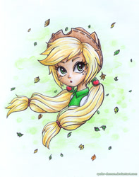 Size: 630x800 | Tagged: safe, artist:ryoko-demon, applejack, equestria girls, ponied up, solo, traditional art