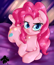 Size: 3000x3600 | Tagged: safe, artist:katakiuchi4u, pinkie pie, earth pony, pony, chest fluff, cute, diapinkes, female, looking at you, mare, prone, smiling, solo