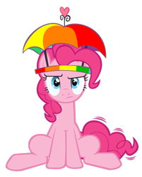 Size: 1024x1274 | Tagged: safe, artist:katze-wolf, pinkie pie, earth pony, pony, feeling pinkie keen, female, hat, mare, simple background, sitting, solo, transparent background, umbrella, vector