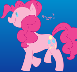 Size: 700x655 | Tagged: safe, artist:pansyseed, pinkie pie, pony, blue background, simple background, solo, walking