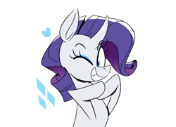 Size: 1150x831 | Tagged: safe, artist:cassettepunk, rarity, pony, unicorn, bust, cute, female, heart, mare, one eye closed, raribetes, simple background, smiling, solo, white background, wink