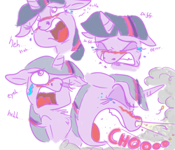 Size: 2280x1952 | Tagged: safe, artist:rainysunshine, derpibooru import, twilight sparkle, blushing, chest fluff, crying, cute, expressions, funny, humor, nostrils, pre sneeze, ready to sneeze, sneeze cloud, sneezing