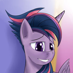 Size: 2000x2000 | Tagged: safe, artist:kerslap, derpibooru import, twilight sparkle, twilight sparkle (alicorn), alicorn, pony, castle sweet castle, alternate hairstyle, female, mare, punklight sparkle, solo