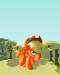 Size: 877x1088 | Tagged: safe, artist:inurantchan, applejack, earth pony, pony, gimp, newbie artist training grounds, solo, wip