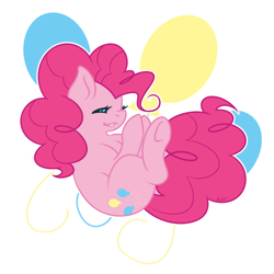 Size: 800x800 | Tagged: safe, artist:anzicorn, pinkie pie, earth pony, pony, cutie mark background, simple background, smiling, solo, transparent background