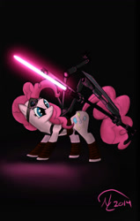 Size: 671x1053 | Tagged: safe, artist:althyra-nex, pinkie pie, pony, lightsaber, solo, star wars, the force unleashed, weapon