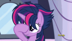 Size: 500x281 | Tagged: safe, derpibooru import, screencap, twilight sparkle, twilight sparkle (alicorn), alicorn, pony, castle sweet castle, alternate hairstyle, animated, discovery family, discovery family logo, female, mare, punklight sparkle, solo