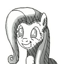 Size: 245x222 | Tagged: safe, artist:thewrongesttrousers, fluttershy, pegasus, pony, animated, cute, frame by frame, gif, grayscale, monochrome, rotoscope, shyabetes, simple background, smiling, solo, squee, squigglevision, transparent background