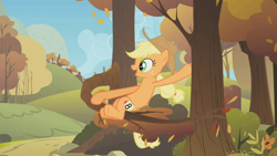 Size: 852x480 | Tagged: safe, screencap, applejack, earth pony, pony, fall weather friends, solo