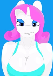 Size: 1795x2545 | Tagged: safe, artist:krumpcakes, rarity, anthro, breasts, cleavage, looking at you