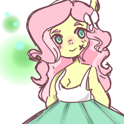 Size: 500x500 | Tagged: safe, artist:milky-rabbit, fluttershy, anthro, pegasus, blushing, smiling, solo