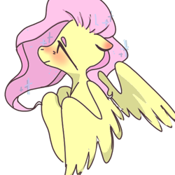 Size: 500x500 | Tagged: safe, artist:milky-rabbit, fluttershy, pegasus, pony, blushing, simple background, solo, transparent background