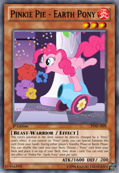 Size: 813x1185 | Tagged: safe, edit, edited screencap, screencap, pinkie pie, earth pony, pony, sweet and elite, card game, party cannon, solo, tcg editor, trading card edit, yu-gi-oh!, yugioh card