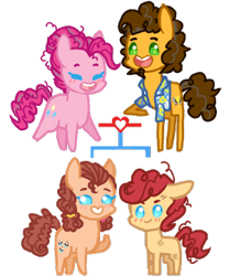 Size: 300x360 | Tagged: safe, artist:marshmall0wface, cheese sandwich, pinkie pie, oc, pony, cheesepie, facial hair, female, goatee, grey hair, hair bun, male, next generation, offspring, parent:cheese sandwich, parent:pinkie pie, parents:cheesepie, shipping, straight