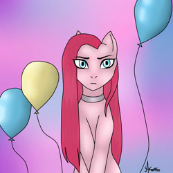 Size: 2000x2000 | Tagged: safe, artist:heavenakemi, pinkie pie, earth pony, pony, balloon, female, mare, pinkamena diane pie