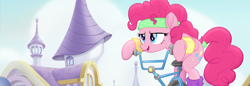 Size: 1360x467 | Tagged: safe, screencap, pinkie pie, pony, my little pony: the movie, workout outfit