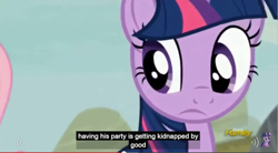 Size: 852x472 | Tagged: safe, derpibooru import, screencap, twilight sparkle, twilight sparkle (alicorn), alicorn, pony, implied bondage, kidnapped, meme, youtube caption