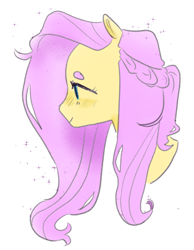 Size: 818x1055 | Tagged: safe, artist:milky-rabbit, fluttershy, pegasus, pony, alternate hairstyle, solo, sparkles