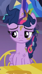 Size: 425x749 | Tagged: safe, derpibooru import, screencap, twilight sparkle, twilight sparkle (alicorn), alicorn, pony, castle sweet castle, female, mare, messy mane, reaction image, sad, solo