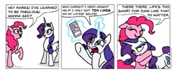 Size: 967x393 | Tagged: safe, artist:gingerfoxy, pinkie pie, rarity, pony, unicorn, pony comic generator, cellphone, comic, likes, phone, selfie, smartphone