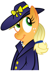 Size: 696x990 | Tagged: safe, artist:gretsch1962, applejack, earth pony, pony, 1930s, clothes, hat, jewelry, necklace, outfit, simple background, solo, transparent background, vector