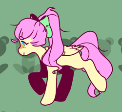 Size: 676x620 | Tagged: safe, artist:milky-rabbit, fluttershy, pegasus, pony, bow, female, hair bow, mare, smiling, solo