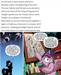 Size: 1042x1268 | Tagged: safe, edit, idw, princess celestia, twilight sparkle, twilight sparkle (alicorn), alicorn, pony, the beginning of the end, spoiler:comic, comic, female, implied princess luna, mare, official comic, speech bubble