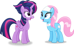 Size: 4766x3008 | Tagged: safe, artist:vector-brony, derpibooru import, lotus blossom, twilight sparkle, twilight sparkle (alicorn), alicorn, pony, castle sweet castle, alternate hairstyle, female, mare, open mouth, punklight sparkle, simple background, transparent background, vector