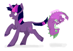 Size: 830x575 | Tagged: safe, artist:ponynamedrp, derpibooru import, spike, twilight sparkle, dragon, levitation, magic