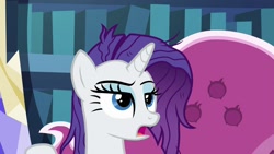 Size: 1920x1080 | Tagged: safe, screencap, rarity, pony, unicorn, dragon dropped, fainting couch, lidded eyes, messy mane, sofa, solo