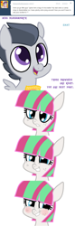 Size: 640x1931 | Tagged: safe, blossomforth, rumble, pegasus, pony, ask, ask-little-rumble, blossomforth is best pony, blushing, chocolates, colt, comic, female, male, mare, simple background, white background