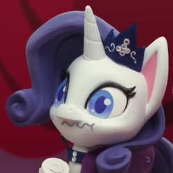 Size: 390x390 | Tagged: safe, screencap, rarity, pony, unicorn, fashion failure, my little pony: pony life, my little pony: stop motion short, cropped, female, mare, solo, wavy mouth, youtube link