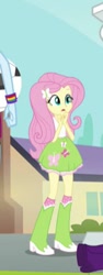 Size: 163x432 | Tagged: safe, screencap, fluttershy, equestria girls, rainbow rocks, boots, clothes, cropped, female, hairpin, offscreen character, shoes, skirt, solo