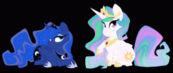 Size: 3787x1584 | Tagged: safe, artist:canisrettmajoris, princess celestia, princess luna, alicorn, pony, female, mare, royal sisters