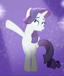 Size: 787x939 | Tagged: safe, screencap, rarity, pony, unicorn, fake it 'til you make it, bipedal, cropped, female, hoof on hip, lidded eyes, mare, open mouth, pose, solo