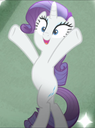 Size: 696x939 | Tagged: safe, screencap, rarity, pony, unicorn, fake it 'til you make it, bipedal, cropped, female, hooves in air, mare, open mouth, pose, solo