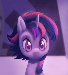 Size: 3000x3300 | Tagged: safe, artist:shedence, derpibooru import, twilight sparkle, twilight sparkle (alicorn), alicorn, pony, castle sweet castle, alternate hairstyle, c:, female, high res, mare, punklight sparkle, scene interpretation, solo