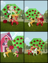 Size: 1406x1862 | Tagged: safe, artist:malte279, apple bloom, applejack, big macintosh, granny smith, earth pony, pony, apple family, male, origami, stallion, sweet apple acres