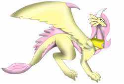 Size: 3972x2700 | Tagged: safe, artist:pd123sonic, fluttershy, dragon, dragonified, element of kindness, female, flutterdragon, jewelry, peytral, simple background, solo, species swap, white background, wings