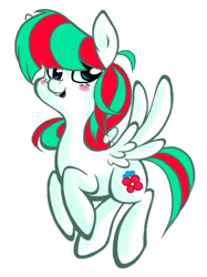 Size: 421x563 | Tagged: safe, artist:shoelacers, blossomforth, pegasus, pony, ask, ask miss blossomforth, female, flying, mare, simple background, solo, white background