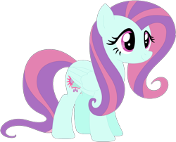 Size: 1024x828 | Tagged: safe, artist:ra1nb0wk1tty, fluttershy, sunny flare, pegasus, pony, female, mare, recolor, simple background, solo, transparent background