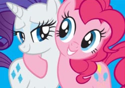 Size: 778x549 | Tagged: safe, pinkie pie, rarity, pony, unicorn, duo, hoof around neck