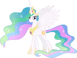 Size: 8239x6196 | Tagged: safe, artist:andoanimalia, princess celestia, alicorn, pony, absurd resolution, ethereal mane, female, looking at you, mare, simple background, smiling, solo, starry mane, transparent background